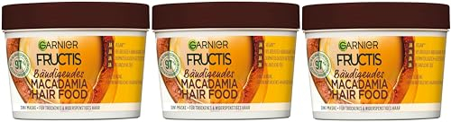 Garnier Fructis Hair Food Macadamia Bändigende 3in1 Haarmaske, ohne Silikone, für ein natürliches Haargefühl, (3 x 390 ml)