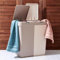 3FlexHome 80L Double Laundry Basket with Lid, 2 Compartments to Sort Washing Multipurpose Plastic Laundry Hamper with Push Button Lid Washing Basket Laundry Hamper Laundry Bin (Beige-Cream)