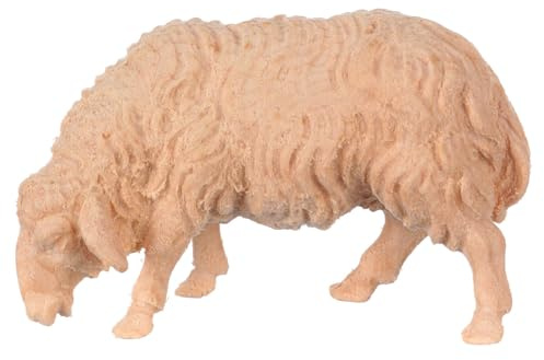 Schafe essen Montano Cirmolo Naturholz 12 cm Krippe