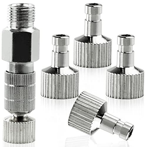 5 Piece Spray Gun Quick Disconnect Coupler Release Fitting Adapter Fitting Disconnect Adapter Kit for Air Compressor and Spray Gun Hose