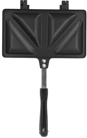 Macchina per panini caldi, tostapane per hot dog in lega di alluminio, padella per panini a doppia faccia (Black)