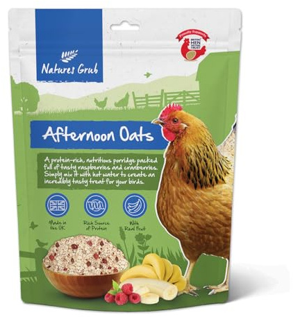 Natures Grub Afternoon Oats 600g - Banana & Berry | 100% Natural Foraging Treat for Chickens & Poultry, Enrichment for Hens, Boredom Busting, High Protein