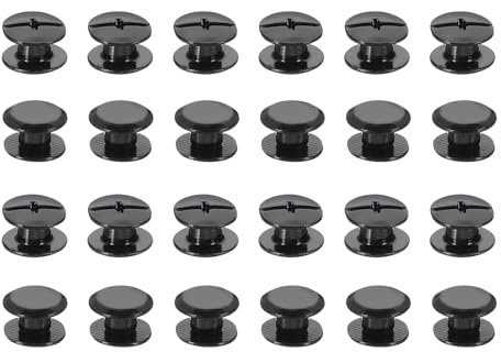 PATIKIL M5*4mm Tornillo de Encuadernacion, 24 Juego Tornillo de Chicago Remaches de Tornillos Conexión Columna Para Cuero Libros, Bolsos, Collares, Mochilas Reparación Bricolaje, Negro