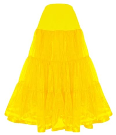 Women Hoopless Petticoat Plus Size Crinoline Underskirt Slips for Wedding Dress Large/X-Large Yellow