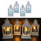 4er Set Laternen mit LED Kerzen und 6-Stunden Timer - Outdoor, für draußen geeignet - Deko Stimmungslicht (Grau/Taubenblau)