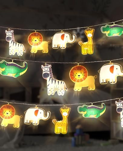 AceList 20 LED Lichterkette Tiere Kinderzimmer 3M Warmweiß Acryl Lichterkette Innen Babybett Party Dekoration Nachtlicht für Jungen Mädchen