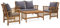 IKAYAA Gartenmöbel Set Holz Stühle mit Tisch Wetterfest Lounge Bank Stuhl Tisch Gartenset Sitzgruppe Sitzmöbel Gartenbank Beistelltisch Gartengarnitur-Grau-Bank + 2X Sessel + Tisch