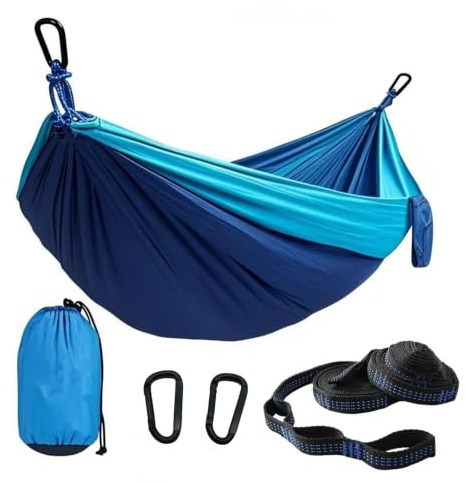 Camping Hammocks 270x140cm Single Amacas Outdoor Portable Lightweight | Nylon Outside Hammock Gear with Tree Straps for Garden Hiking Beach Backpack Survival Travel- Up to 400lbs