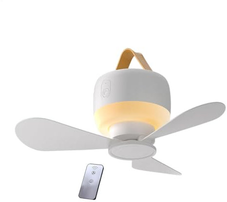 Rechargeable Ceiling Fan, USB Hanging Fan, 6.81x5.35x3.54 Inches, Portable and Compact Design, Quiet 3-Speed Cooling Accessory for Bedroom, Outdoor Camping, Tents