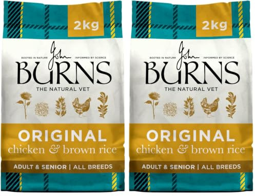 Burns Pet Nutrition Hypoallergenic Complete Dry Dog Food Adult and Senior Dog Original Chicken and Brown Rice 2 kg (Pack of 2)
