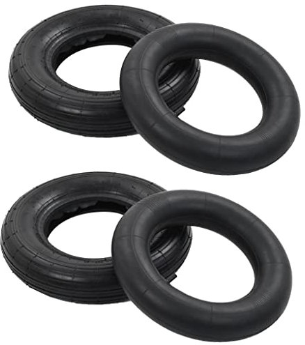 NQJIBUE 4-teiliges Schubkarren-Reifen- und Innenschlauch-Set 3.50-8 4PR Gummi