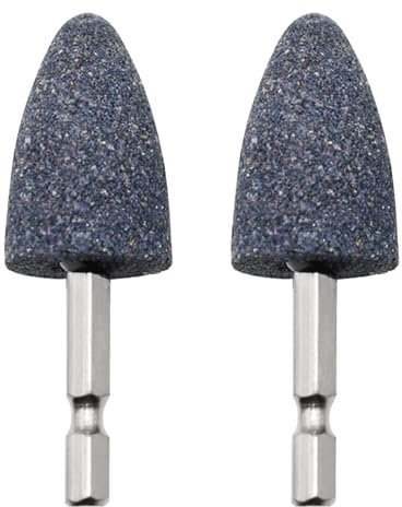2PCS Grinding Wheel Drill Attachments - Hexagonal Shank Corundum Bits for Polishing Deburring Carving - Brown Cone Abrasive Heads (Gray)