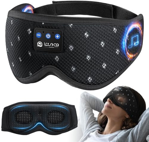 LOVE EYE Sleep Mask, 3D Eye Mak Sleep for Side Sleepers Women Men, Breathable Light Blocking Sleeping Mask, Sleep Headphones Soft Lightweight Eye Cover for Travel, Night Work, Nap, Office (Black)