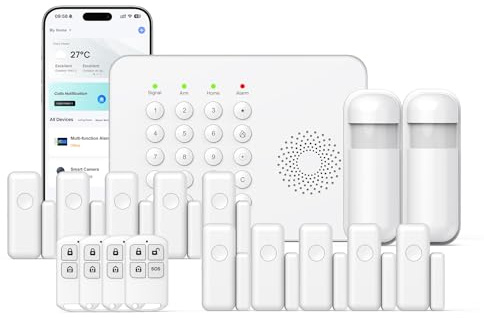 WLAN-Alarmanlage, 4G, 17 Stück, kabellos, für Zuhause, intelligent, erweiterbar, einfach zu konfigurieren, kabellose Alarmüberwachung, kompatibel mit Alexa, für Haus, Geschäft, Wohnung