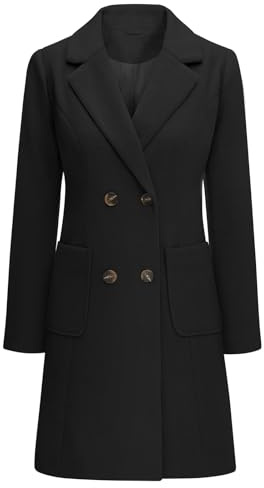 Yuson Girl Manteau Femme Hiver Manteau en Laine Classique Chaud Trench Coats Double Boutonnage À Revers Chic Manteaux Blazer Mi-Long Casual Veste