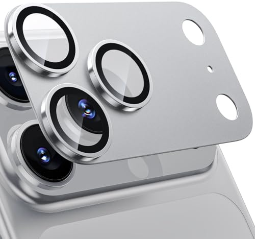 WSKEN Matte Kameraschutz für iPhone 17 Pro - Metallplatte 9H Härte Kratzfest Blasenfrei,HD-Klar Kamera Panzer Schutz Glas Displayschutz Folie,Handyhülle Freundlich,Anti-Fingerabdruck,Silver