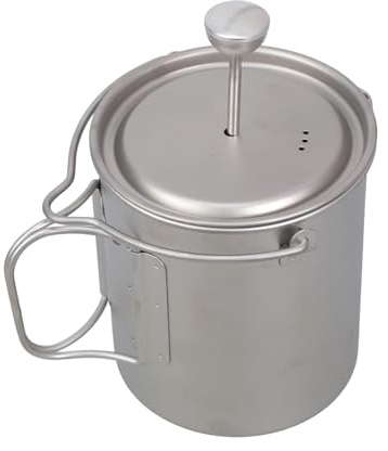 Arecobticy Cafetera de prensa francesa de metal funcional, portátil, sistemas de filtro de 3 capas para acampar al aire libre y viajes, a prueba de óxido, cafetera de camping