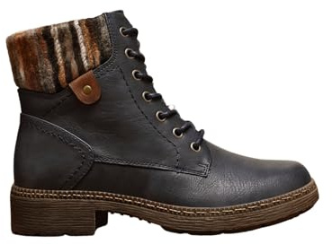IVACHY Women’s Lace-Up Ankle Boots with Side Zip – Warm Lined Winter Combat Boots with Fur Collar (Multiple Colors)