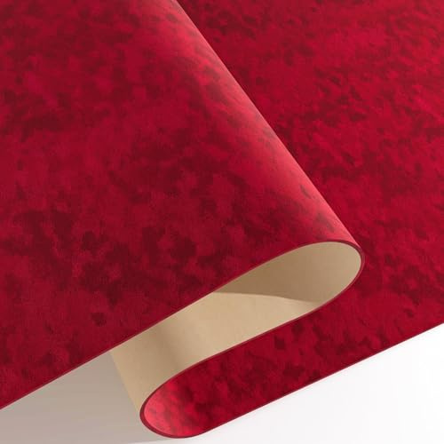 Decotalk Selbstklebend Tapete Rot Samtstoff Klebefolie Möbel 40X500cm Möbelfolie Selbstklebend Rot Samt Stoff Wandtapete Folie für Möbel Vintage Samt-Optik Dicke Tapete fur Schmuckschatulle Kommode