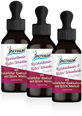 Nimm 3, zahl 2 Aktion Liposomale Rosskastanie & Rotes Weinlaub Tropfen hochdosiert - (180.000mg in 3 Flaschen) 2000mg Rosskastanie & Rotes Weinlaub pro Tagesdosis - MCT Öl - Hohe Bioverfügbarkeit