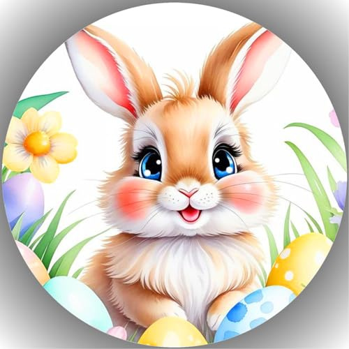 Tortenbild, mit dem Motiv: OSTERN,Essbares Foto für Torten, Fondant,Tortenaufleger Ø 20cm HÄSCHEN,OSTERHASE K 07