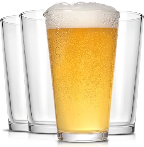 CUCUMI Beer Pint Glasses Set of 4,16 oz Drinking Glasses,Cocktail Glasses Made for Hot & Cold Beverages Mixing Glass & Highball Set of 6 for Homes, Pubs & More