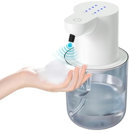 Automatischer Schaumseifenspender: 400ml No-Touch Seifenspender mit Sensor | 4 Stufen, IPX5 Wasserdicht | Elektrisch, USB-Ladung, für Bad & Küche | Wandmontage (ohne Bohren) in Weiß