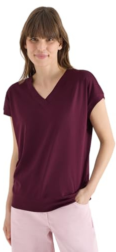 Damen Kurzarm Shirt mit V-Neck in Unifarbe