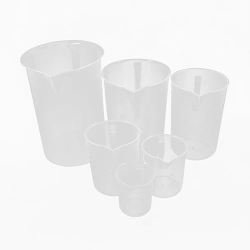 Yardwe Measuring Cups Set Graduated Cups 6pcs with Graduations and Wide Mouth Design Includes 300ml to 5000ml Capacity Beakers for Kitchen and Laboratory Use