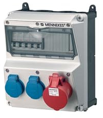 MENNEKES AMAXX Kombi CEE 16A, 2x SCHUKO, LS 16A, IP44 | CEE 16 A 5-polig 400 V, 2x SCHUKO, LS 16 A, IP44, aus Kunststoff, vorverdrahtet