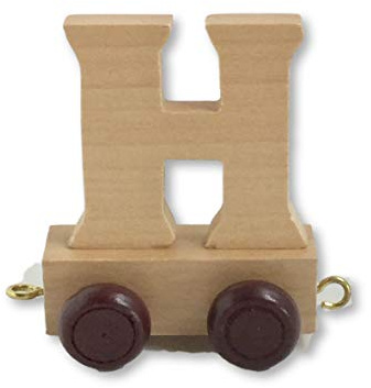 Fun World Toys Personalised Wooden Alphabet Letter Train A-Z Name Set (Letter H) - 26 Pieces