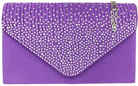 Girly HandBags Catena Della Spalla A Pieghe In Raso Pochette Diamante Finto Elegante Ballo Studentesco Nozze Sera