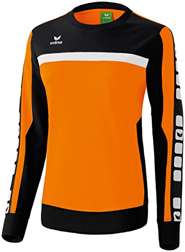 Erima Damen Sweatshirt 5-Cubes, Orange/Schwarz/Weiß, 42, 107568