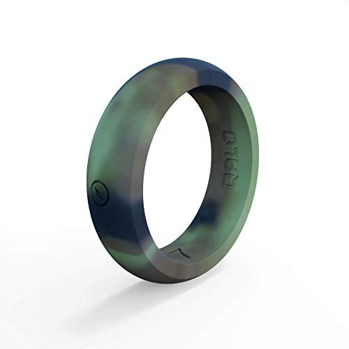 QALO Damen Silikon-Hochzeitsring, konzipiert für den täglichen Gebrauch, bietet eine sichere, praktische Alternative zu einem traditionellen Hochzeitsring Größen 8–16, Camo - Silicone Ring