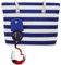 PortoVino Strandtasche Blau gestreifte - Segeltuchtasche mit verstecktem, isoliertem Weinfach - Fasst bis zu 2 Weinflaschen! Perfekt für Reisen, Konzerte, Partys und Junggesellenabschiede!