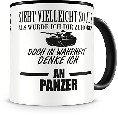 Samunshi® Tasse Panzer Spruch Bundeswehr Geschenke Kaffeetasse Tassen Teetasse Kaffeebecher Soldat schwarz