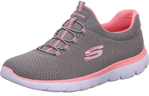 Skechers Femme SUMMITS Sneaker, Gris Mesh Rose Trim, 36.5 EU