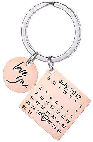 Personnalisé Personnalisé Gravé Calendrier Date Gravé Message En Acier Inoxydable Porte-clés & Porte-clés Souvenir Souvenir Anniversaire Cadeau De Mariage (rose gold)