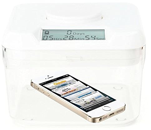 kSafe Zeitverriegelungsbehälter, Break Bad Habits – Rauchen aufhören, Snacken, Trinken und Gaming-Sucht, Telefon-Gefängnis, Medikamenten-Schlossbox (Mini, weißer Deckel + 5,1 cm transparenter Boden)