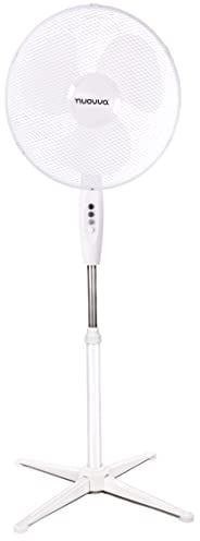 nuovva 16 Inch Oscillating Cooling Pedestal Fan with Folding Base and Adjustable Height and Tilt 3-Speed White (16 Standing Fan)