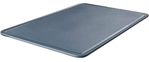 Fackelmann #easyprepare Schneidebrett mit Antirutschfüßen – Schneidbrett mit praktische Saftrille – Küchenbrett mit 36 cm x 24 cm x 0,8 cm, Weiß/Blau-grau