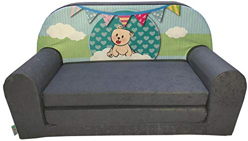 FORTISLINE – Kindersofa MINI ausklappbar 40x78x45cm - Kindersofa für Kinder 2in1 - Kindercouch ausklappbar - Schlafcouch aus Schaumstoff - Abnehmbarer Bezug - Viele Motive