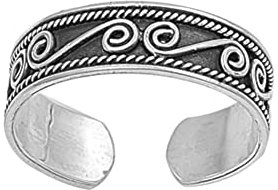 Bague d'orteil en argent sterling 925 pour femmes, hommes et filles - Taille réglable - style bali, Modèle 6