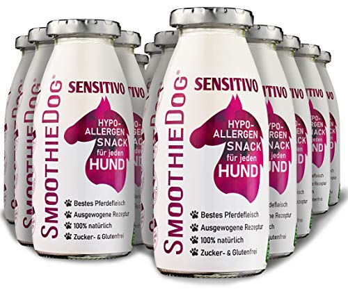 SmoothieDog Hundesmoothie 12er Sensitivo (Pferd) - Hypoallergener Snack & Leckerli für Sensible Hunde - Zucker- & glutenfrei - je 250ml