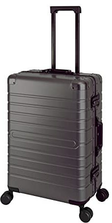 Travelhouse Oslo Aluminium Koffer Reisekoffer Graphit Grau M-65cm Hartschalenkoffer Reisetrolley Suitecase Trolley 2X TSA Zahlenschloss 4 Doppelräder 360° Rollen Markenqualität Vol. 70L