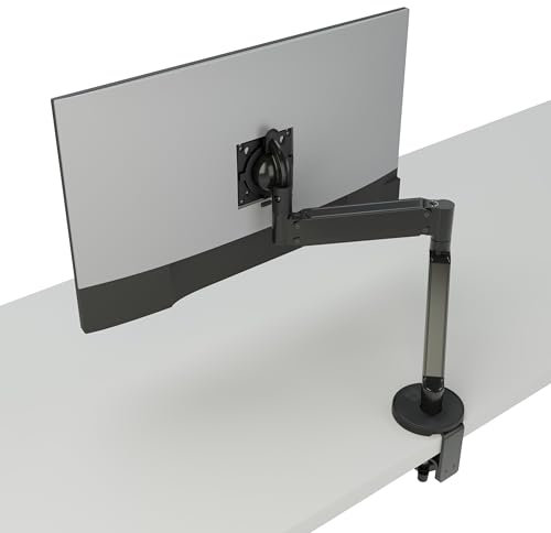 CHIEF Koncīs™ Dynamic Single Monitor Arm Bracket Mount for Screens up to 32, Ergonomic Height Adjustable Desktop Clamp, Tilts, Extends, Swivels and Fully Rotates. Black Single Monitor Arm