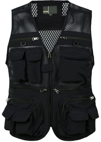 HZQIFEI Uomo Gilet da Pesca Multitasche Giubbino da Lavoro Smanicato Traspirante Outdoor Vest JRC Safari Giacche Gilet MJ08