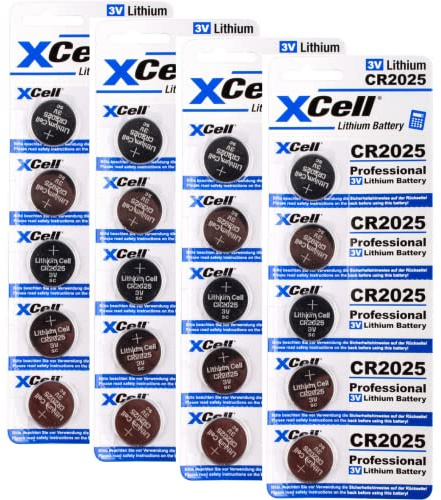 20er Set CR2025 Lithium-Knopfzelle 3V / 170mAh (4x5er Pack) Lithium Hochleistungs- Batterie Für Professionelle Anwendungen - Langlebig - Wartungsfrei