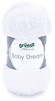 Gründl Wolle Baby Dream (kuscheliges Strick- & Häkelgarn aus 100% Polyester, 50 g / 136 m, Nadelstärke: 5-6, 1 x 50 g), weiß