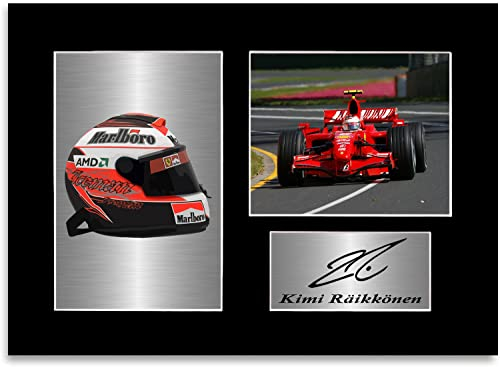 Kimi Raikkonen 2007 Weltmeister Autohelm, signiert, Foto-Display, A4